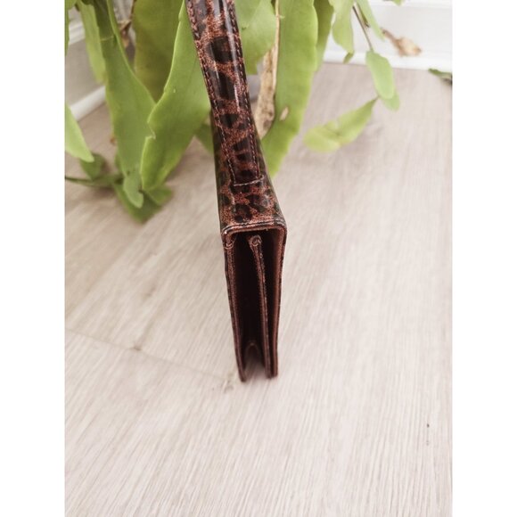 Escada Leopard Animal Print Brown Patent Leather Handle Hand Mini Bag Purse - Picture 4 of 11